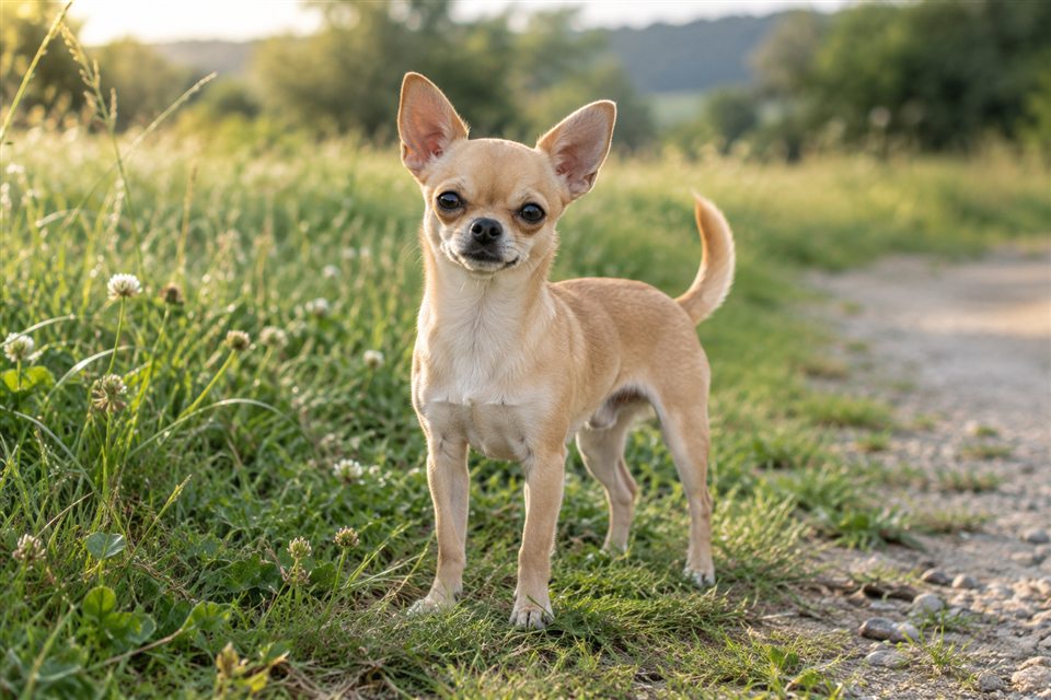 Chihuahua im Grünen.
