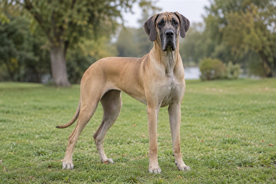 Deutsche Dogge im Grünen.