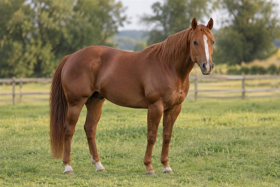 Quarter Horse auf einer Weide.